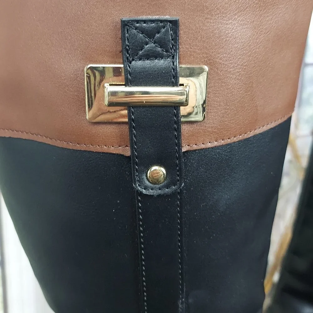 KAREN SCOTT DELIEE 2 FAUX LEATHER KNEE HIGH RIDING BOOTS